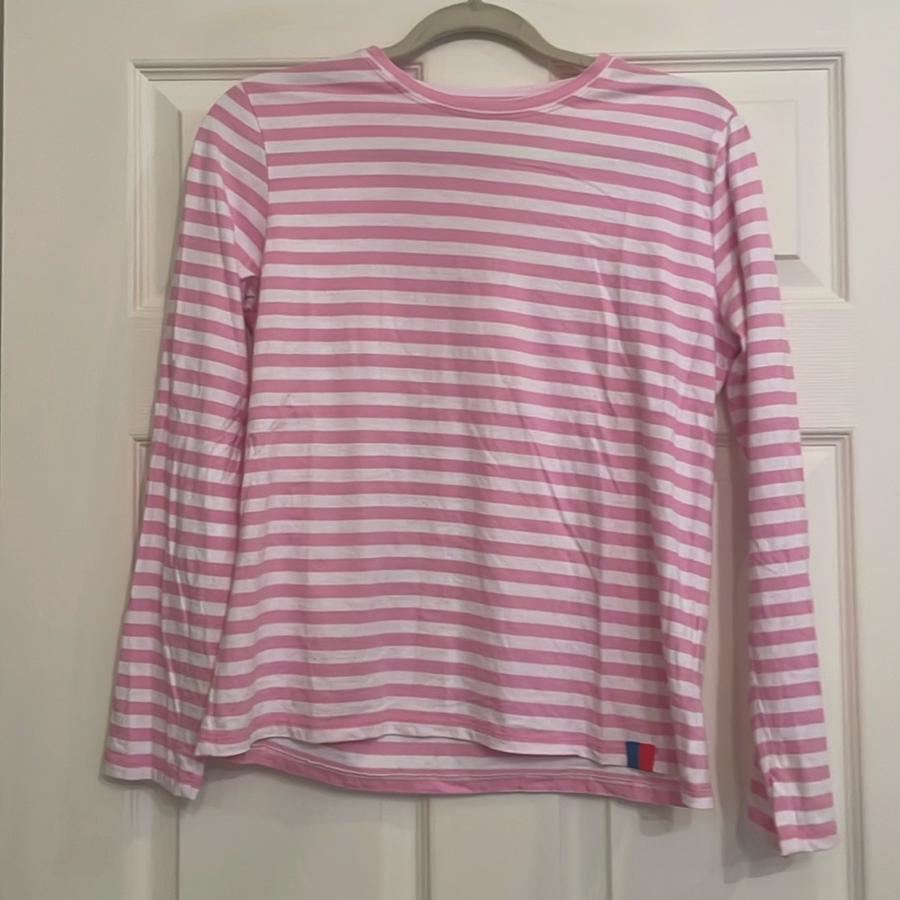 KULE pink white stripe modern long tee | size small